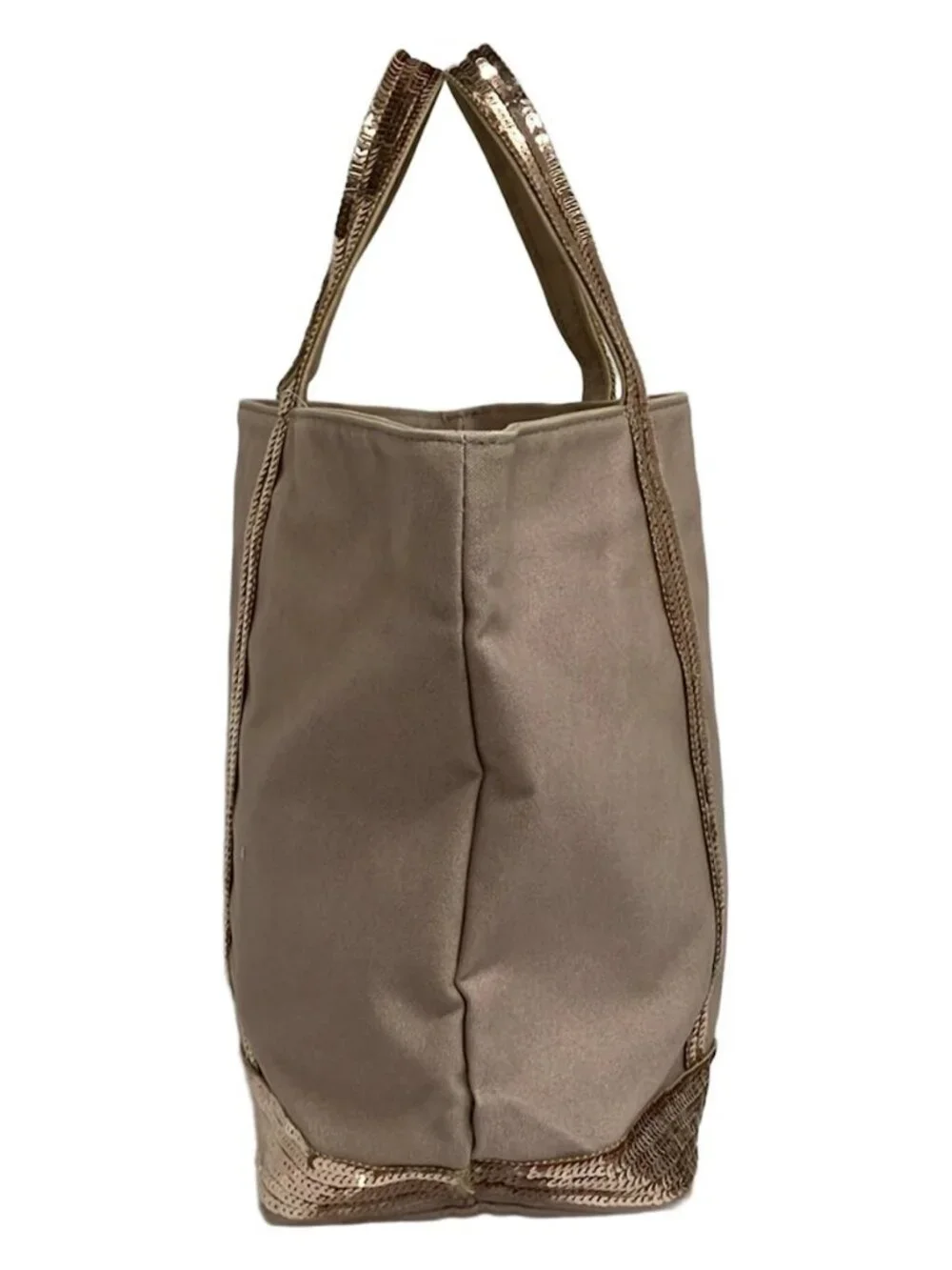 vanessa bruno Beige Rose Gold Canvas Sequins Tote Bag